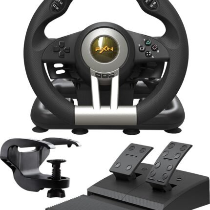 PXN V3 Pro Racing Steering Wheel and Pedals, 180° Steering Wheel with Pedal Board, Paddle Shifters and Vibration Feedback, Game Steering Wheel for PS4, Xbox One, PC, Xbox Series X|S, PS3, Switch